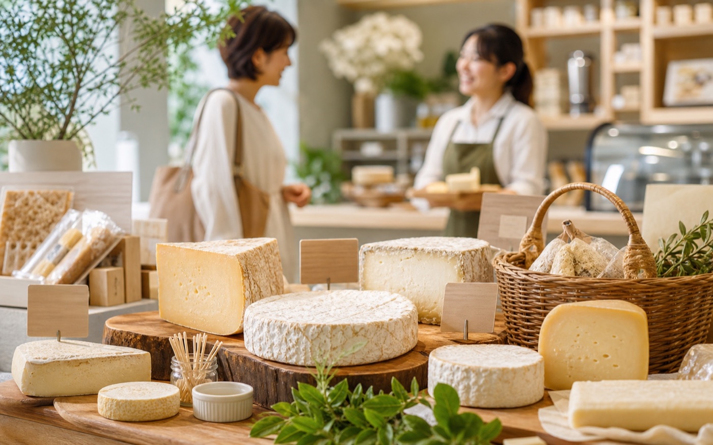 チーズ売場で販路とプロモーションを支援するイメージ