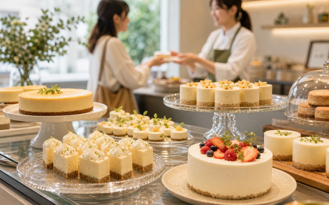 ケーキショップで高単価商品を見せるイメージ